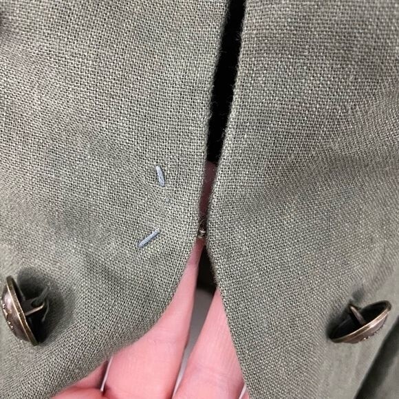 Free People Women's Cinched Waist Double Breasted Blazer Green Small Military - Picture 6 of 10